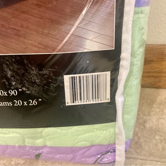 New Girl’s Fancy Linen 2Pc Twin Bedspread Flower Purple White Green Set - Picture 4 of 6